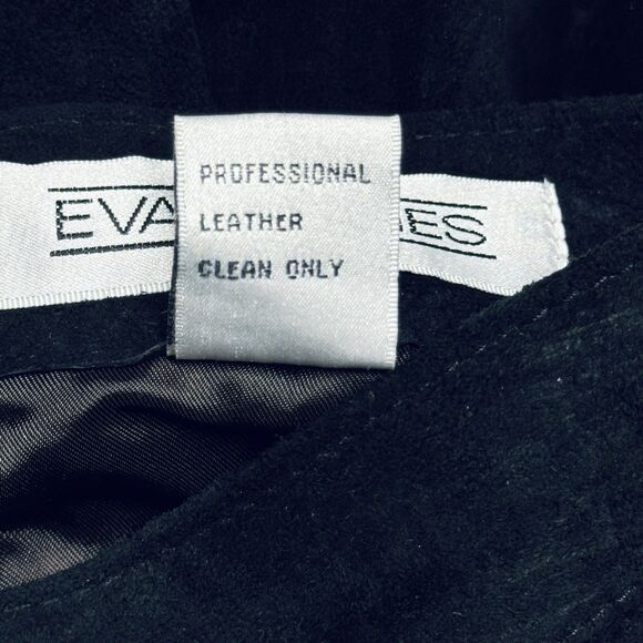 Vintage Black Silky Pig Suede Leather Lined Wide Leg Gaucho Pants Evan Davies 4 - Picture 6 of 6